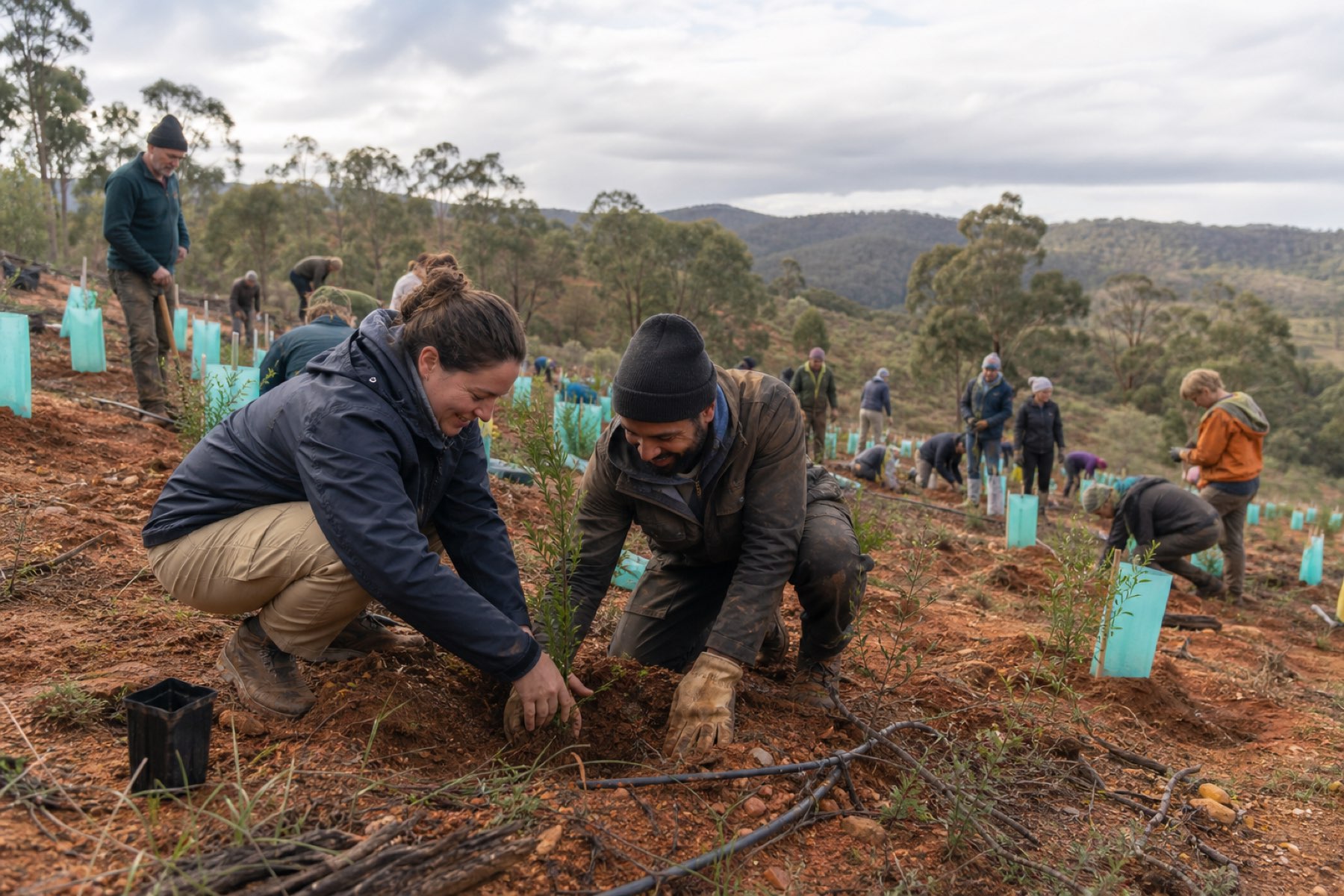 The planting crew along the fire line